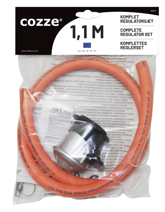 Cozze regulatorsett med slange 1,1 meter